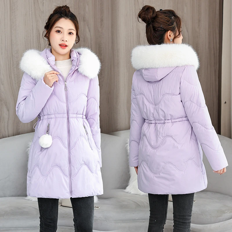White Fur Collar Cotton-padded jacket 2025 Winter Coats Slim Thick Women's Parka Mid-Long Hooded Waist Rope Casual Outwear Trend
White Fur Collar Cotton-padded jacket 2025 Winter Coats Slim Thick Women's Parka Mid-Long Hooded Waist Rope Casual Outwear Trend