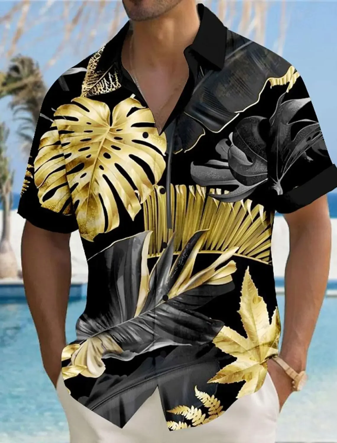 Мужская летняя гавайская рубашка с пальмовым листом и тропическими растениями, рубашка Aloha, рубашка с короткими рукавами, отложная модная гавайская повседневная рубашка
Мужская летняя гавайская рубашка с пальмовым листом и тропическими растениями, рубашка Aloha, рубашка с короткими рукавами, отложная модная гавайская повседневная рубашка