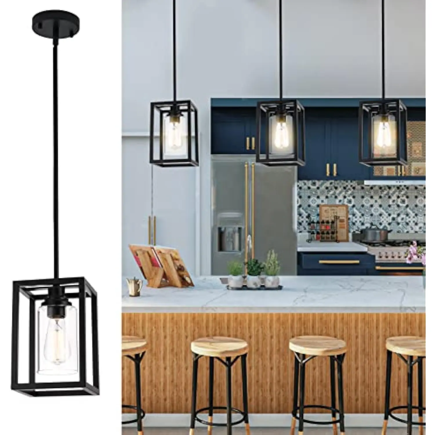 Matte Black Farmhouse Pendant Light Fixtures, Industrial Kitchen Island Light, Rectangle Linear Metal Hanging Lighting Fixture
Matte Black Farmhouse Pendant Light Fixtures, Industrial Kitchen Island Light, Rectangle Linear Metal Hanging Lighting Fixture