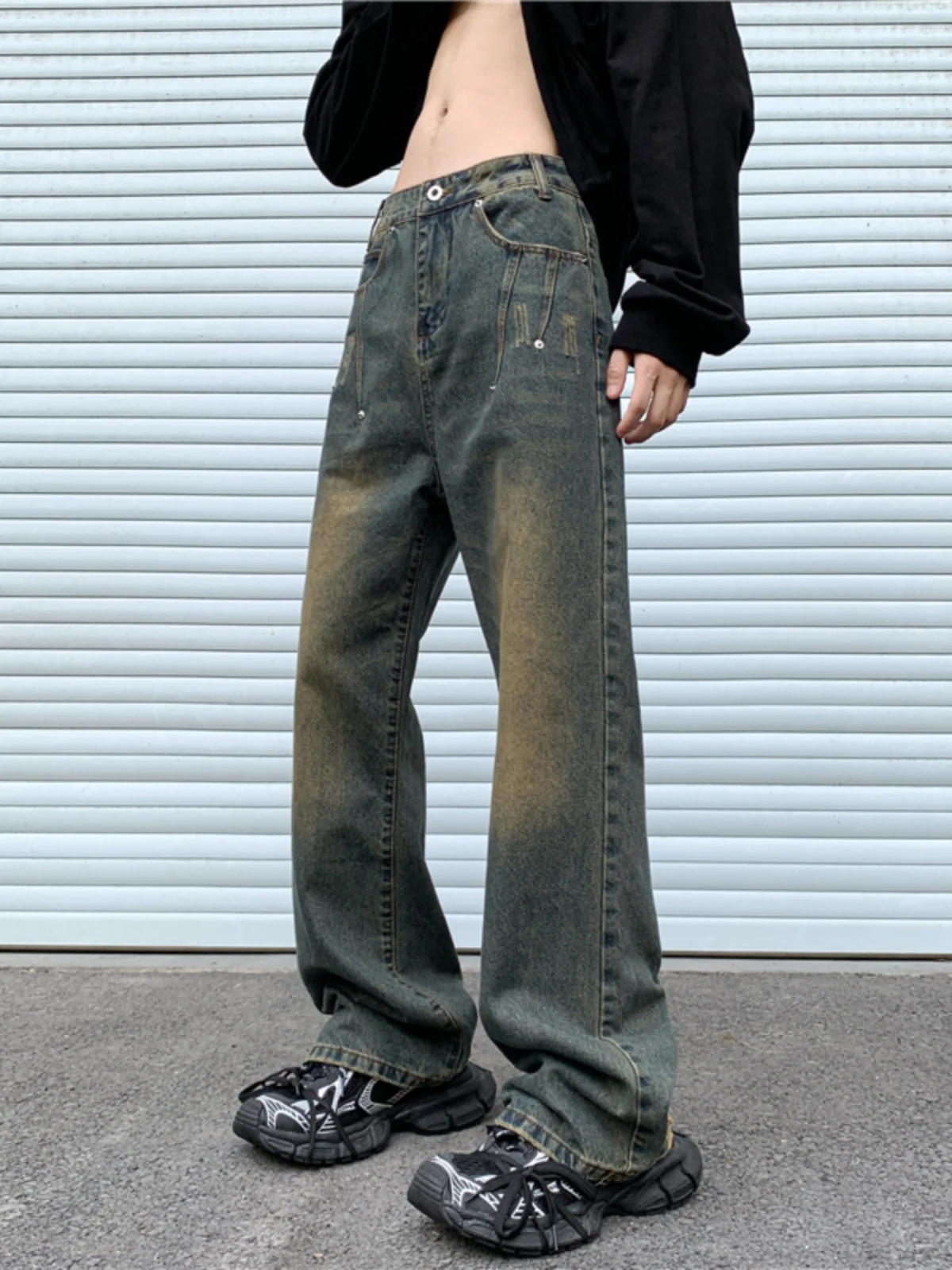 American Sle Streetwear Men's Wide Leg Jeans Loose Fit Casual Long Trousers Bell Bot Design Youth Faion Autumn Wear
American Sle Streetwear Men's Wide Leg Jeans Loose Fit Casual Long Trousers Bell Bot Design Youth Faion Autumn Wear