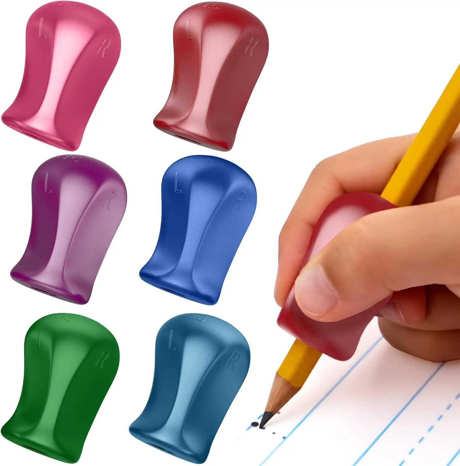 Ergonomic Pencil Grips 6-Pack, Writing Tool for Kids & Adults, Right & Left Hand, Finger Cushion
Ergonomic Pencil Grips 6-Pack, Writing Tool for Kids & Adults, Right & Left Hand, Finger Cushion