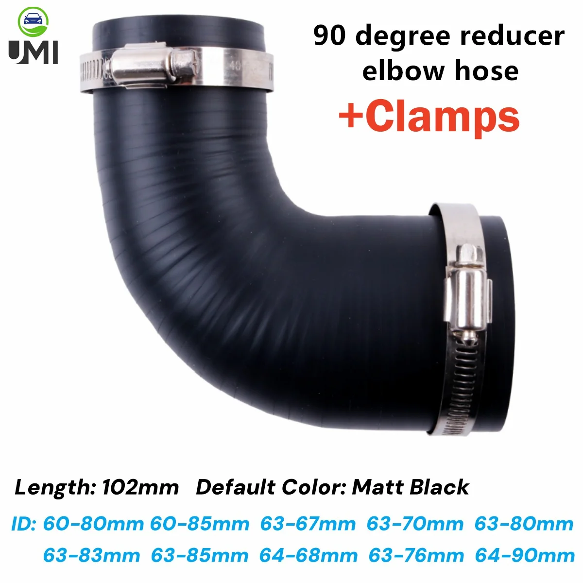 1PC Matt Black Silicone Flexible 90 degree Reducer Elbow Intercooler Coolant Adapter Tube Hose 60 63 64 67 68 70 76mm 80 85 90mm
1PC Matt Black Silicone Flexible 90 degree Reducer Elbow Intercooler Coolant Adapter Tube Hose 60 63 64 67 68 70 76mm 80 85 90mm