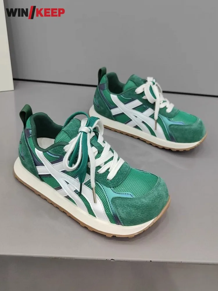 Spring Summer Ladies Lace Up Thick Platform Sneakers Patchwork Mesh Breathable Thick Bottom Running Trainers Outdoor Jogging
Spring Summer Ladies Lace Up Thick Platform Sneakers Patchwork Mesh Breathable Thick Bottom Running Trainers Outdoor Jogging