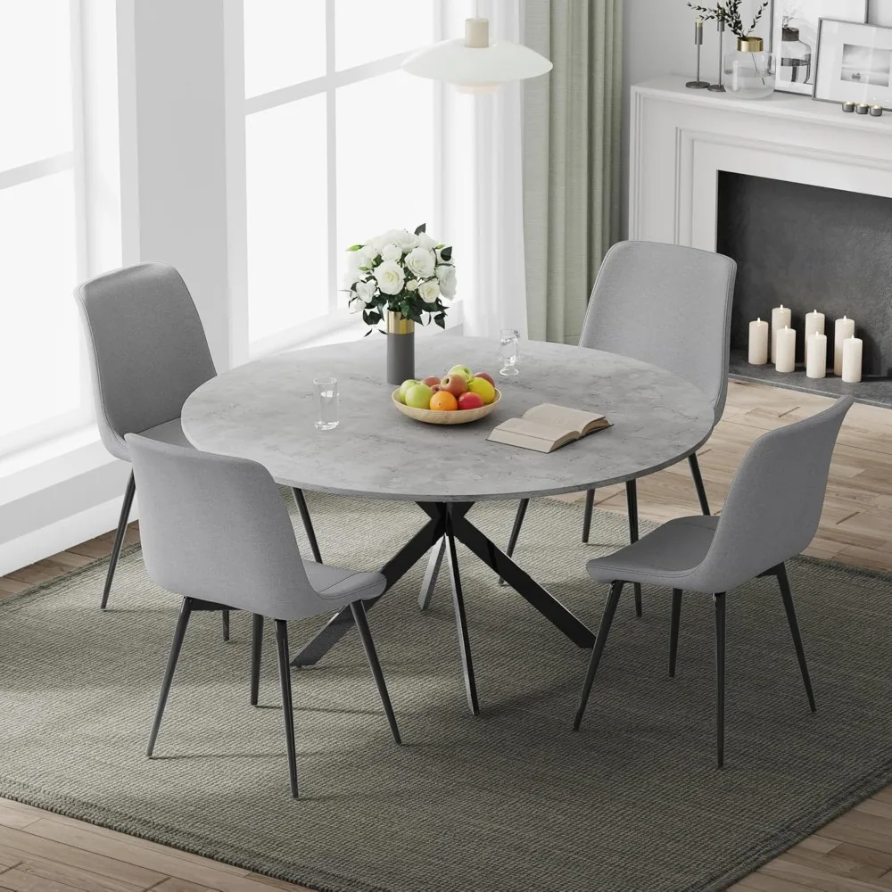47" Round Dining Table Set for 4, Modern Kitchen Table Set with Steel Legs, Mid Century Wood Table and Chairs Set of 4 for Kitc
47" Round Dining Table Set for 4, Modern Kitchen Table Set with Steel Legs, Mid Century Wood Table and Chairs Set of 4 for Kitc