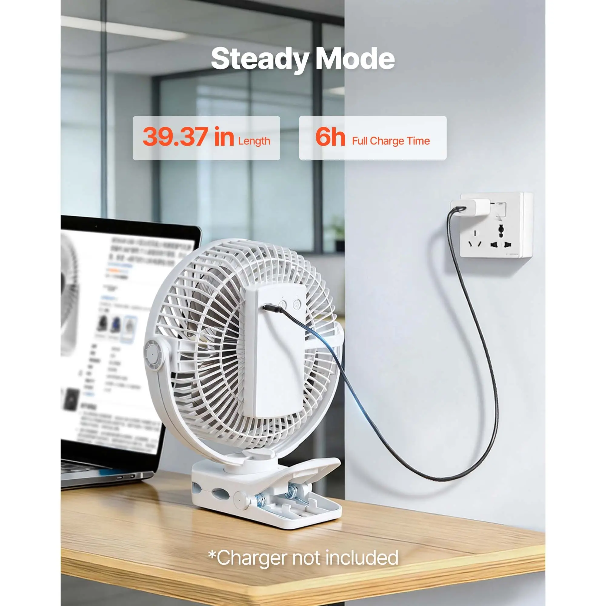 Portable Clip Fan, Rechargeable Clip On Fan, USB Port with 3 Speeds & Circulation Mode, Strong Airflow Sturdy Clamp, Long Runtime for Desk, Golf Cart, Outdoor Camping Treadmill, Office, White
Portable Clip Fan, Rechargeable Clip On Fan, USB Port with 3 Speeds & Circulation Mode, Strong Airflow Sturdy Clamp, Long Runtime for Desk, Golf Cart, Outdoor Camping Treadmill, Office, White
