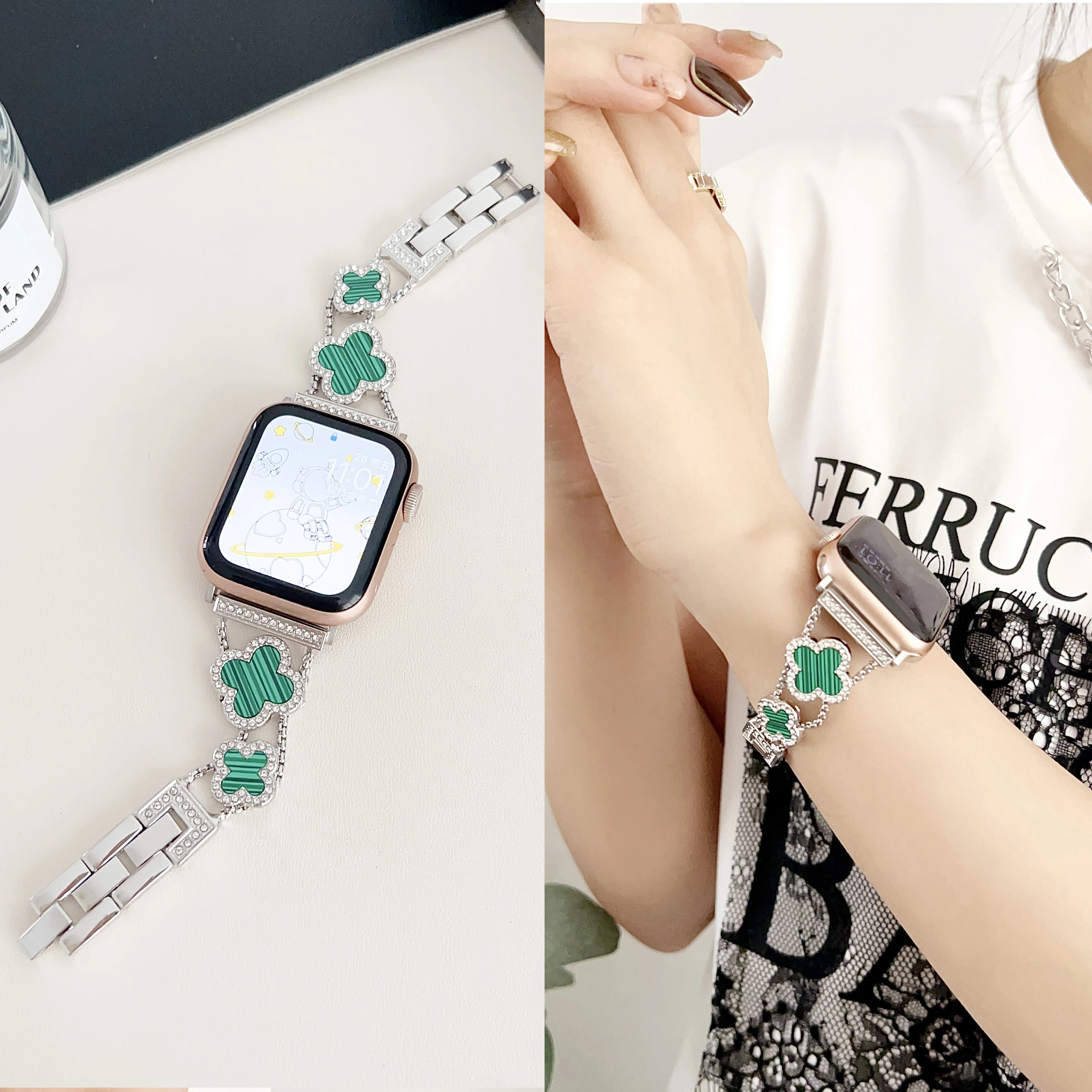 Colorful Clover Metal Bracelet for Apple Watch Ultra 2 49mm S10 46mm 42mm 45mm 44mm 41 40 38mm Elegant Women's Strap S9 S8 S7 SE
Colorful Clover Metal Bracelet for Apple Watch Ultra 2 49mm S10 46mm 42mm 45mm 44mm 41 40 38mm Elegant Women's Strap S9 S8 S7 SE