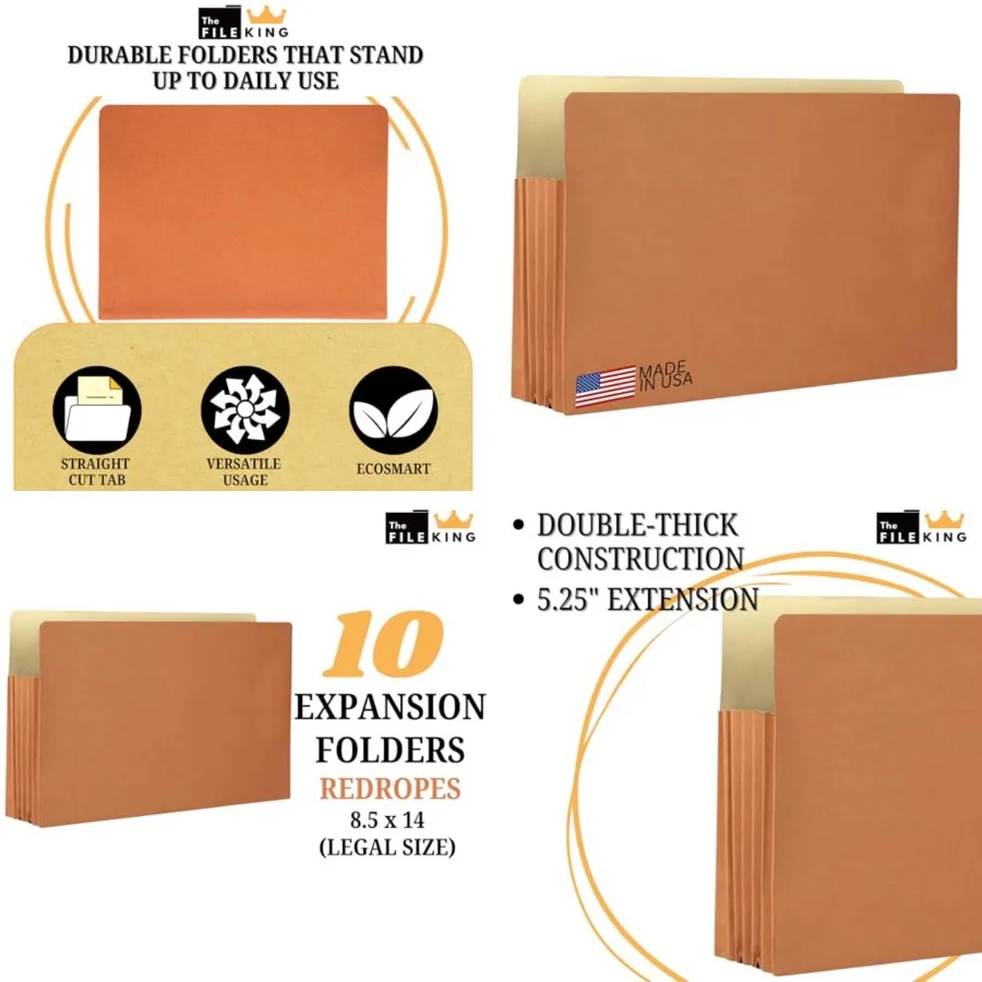 Expanding Accordion File Folder Legal Size 5.25" Expansion, 10 Pack Red Rope Expanding Pocket Straight Cut Tab Law, Accounting
Expanding Accordion File Folder Legal Size 5.25" Expansion, 10 Pack Red Rope Expanding Pocket Straight Cut Tab Law, Accounting
