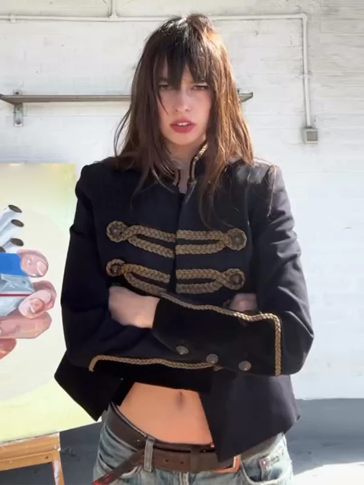 Vintage Spring Women Jacket Napoleon Style Stand Collar Long Sleeve Single Breasted Female Coat Fashion Streetwear For Party
Vintage Spring Women Jacket Napoleon Style Stand Collar Long Sleeve Single Breasted Female Coat Fashion Streetwear For Party