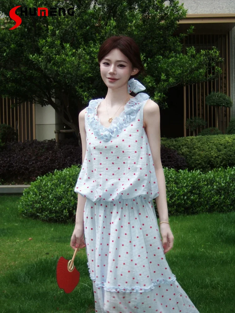 Women's 2026 Summer Wood Ear Edge Color Matching 2pcs Ladies Comfort Sleeveless Tops Skirts Female Sleeveless Stylish Dress Sets
Women's 2026 Summer Wood Ear Edge Color Matching 2pcs Ladies Comfort Sleeveless Tops Skirts Female Sleeveless Stylish Dress Sets