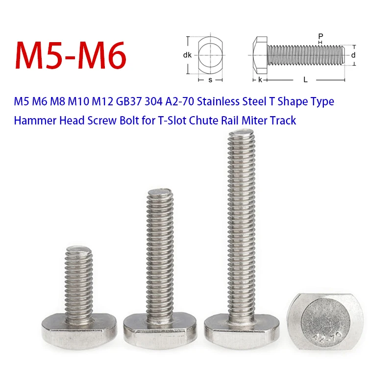 M5 M6 M8 M10 M12 GB37 304 A2-70 Stainless Steel T Shape Type Hammer Head Screw Bolt for T-Slot Chute Rail Miter Track
M5 M6 M8 M10 M12 GB37 304 A2-70 Stainless Steel T Shape Type Hammer Head Screw Bolt for T-Slot Chute Rail Miter Track