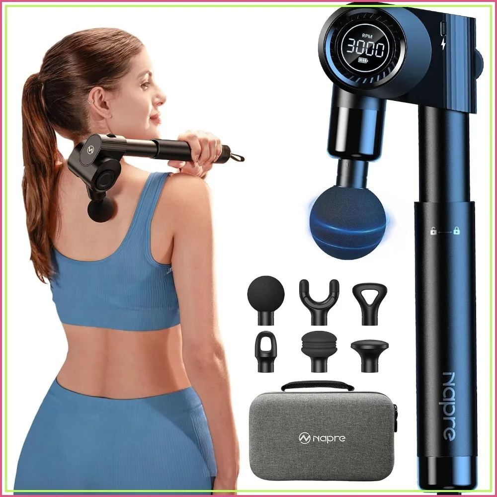 Foldable Massage Gun with Extension Handle, 5 Adjustable Angles, Deep Tissue Back Massager, 32 Speeds, 6 Heads, Quiet & Portable
Foldable Massage Gun with Extension Handle, 5 Adjustable Angles, Deep Tissue Back Massager, 32 Speeds, 6 Heads, Quiet & Portable