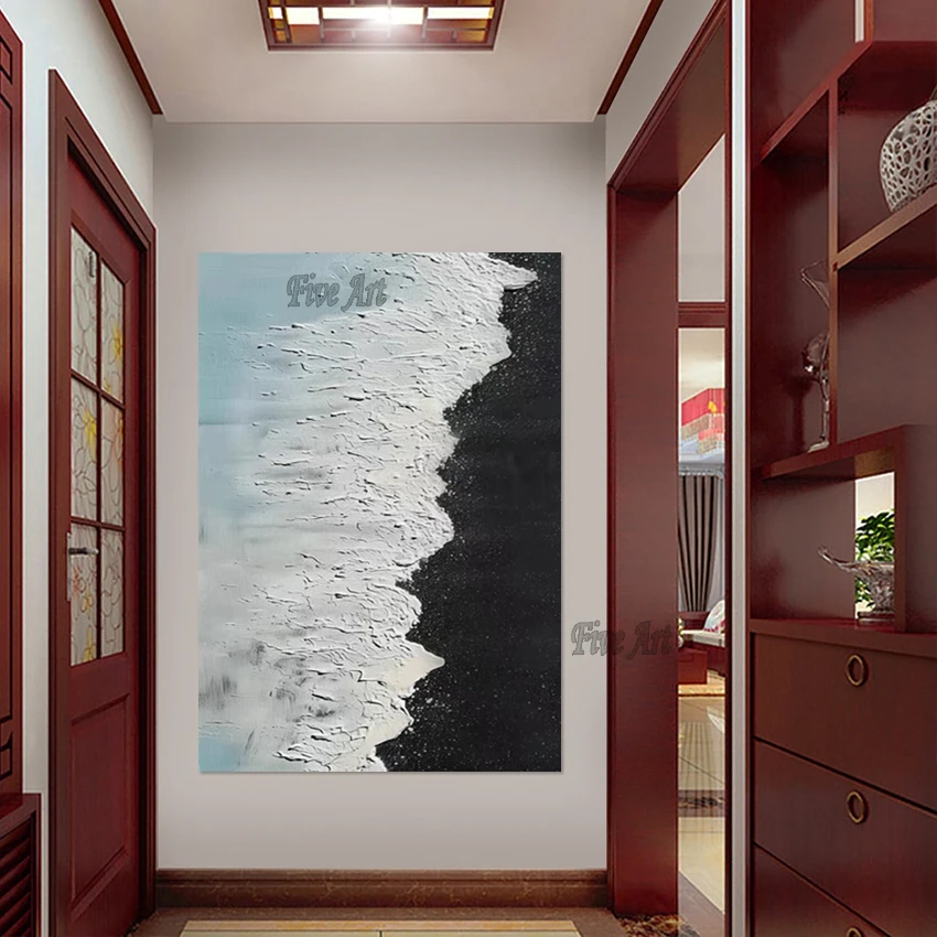 Современное декоративное искусство на холсте, толстая текстура, черно-белая абстрактная живопись с морской волной, безрамные, настенные панно для отелей
Современное декоративное искусство на холсте, толстая текстура, черно-белая абстрактная живопись с морской волной, безрамные, настенные панно для отелей