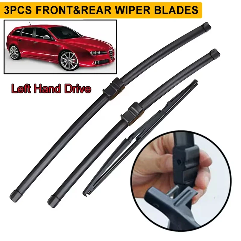 Wiper LHD Front & Rear Wiper Blades Set For Alfa Romeo 159 2004 - 2011 Windshield Windscreen Window Brushes 22"+18"+13"