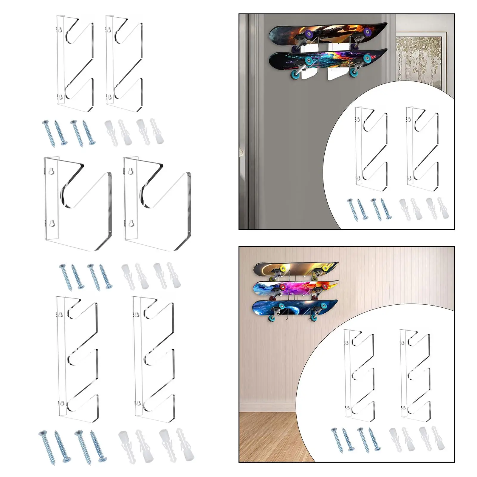 Skateboard Wall Mount Acrylic Skateboard Bracket Snowboard Wall Hanger Accessory Skateboard Shelf for Home or Garage Snowboards
Skateboard Wall Mount Acrylic Skateboard Bracket Snowboard Wall Hanger Accessory Skateboard Shelf for Home or Garage Snowboards