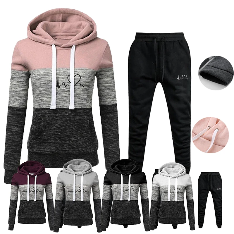 New Women's Long sleeved Pants Set Wool Pullover Sweatshirt Tri Color Panel Hoodie Top+Sweatpants Set Plus Size S-4XL
New Women's Long sleeved Pants Set Wool Pullover Sweatshirt Tri Color Panel Hoodie Top+Sweatpants Set Plus Size S-4XL
