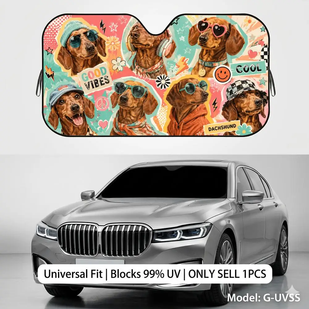 Funny Dachshund Dog Sun Visor Reusable Double-Sided Windshield Sun Visor UV Block Portable Heat Shield Cover
Funny Dachshund Dog Sun Visor Reusable Double-Sided Windshield Sun Visor UV Block Portable Heat Shield Cover