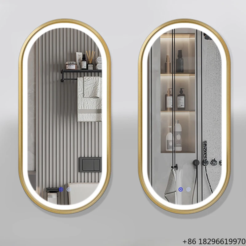 Oval Gold Frame LED Lighted Bathroom Mirror Luxury Anti-Fog Defogger Illuminated Vanity Mirror Wall Mounted
Oval Gold Frame LED Lighted Bathroom Mirror Luxury Anti-Fog Defogger Illuminated Vanity Mirror Wall Mounted