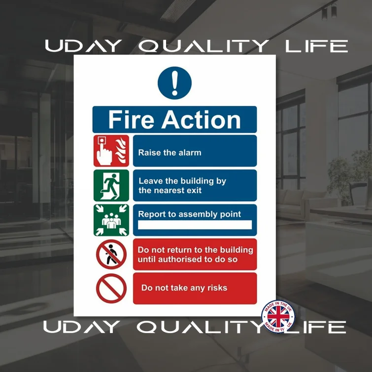 Fire Action Notice Sign Sticker Self-Adhesive PVC Vinyl Essential Fire Safety Guidance Offices Factories
Fire Action Notice Sign Sticker Self-Adhesive PVC Vinyl Essential Fire Safety Guidance Offices Factories