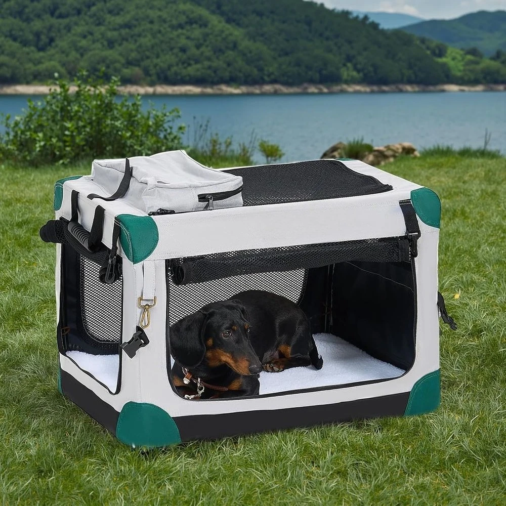 Portable 26 Inch Travel Dog Crate for Small Dogs with 3-Door Access, Durable Mesh Windows, and Storage Bag, Grey
Portable 26 Inch Travel Dog Crate for Small Dogs with 3-Door Access, Durable Mesh Windows, and Storage Bag, Grey