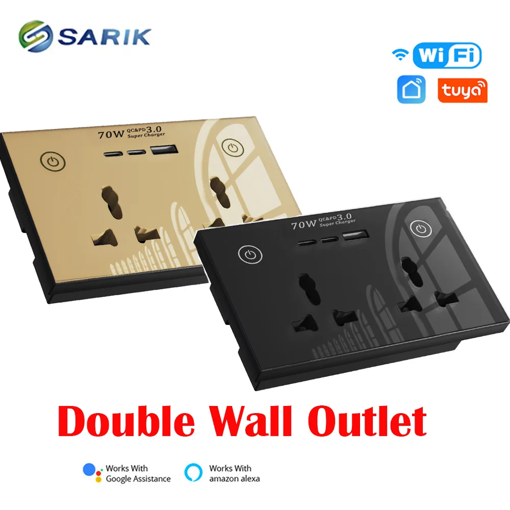 Universal Standard Tuya Double Wall Socket Voice Control Fast Charging Usb Type-c 16A Smart Wifi Socket
Universal Standard Tuya Double Wall Socket Voice Control Fast Charging Usb Type-c 16A Smart Wifi Socket