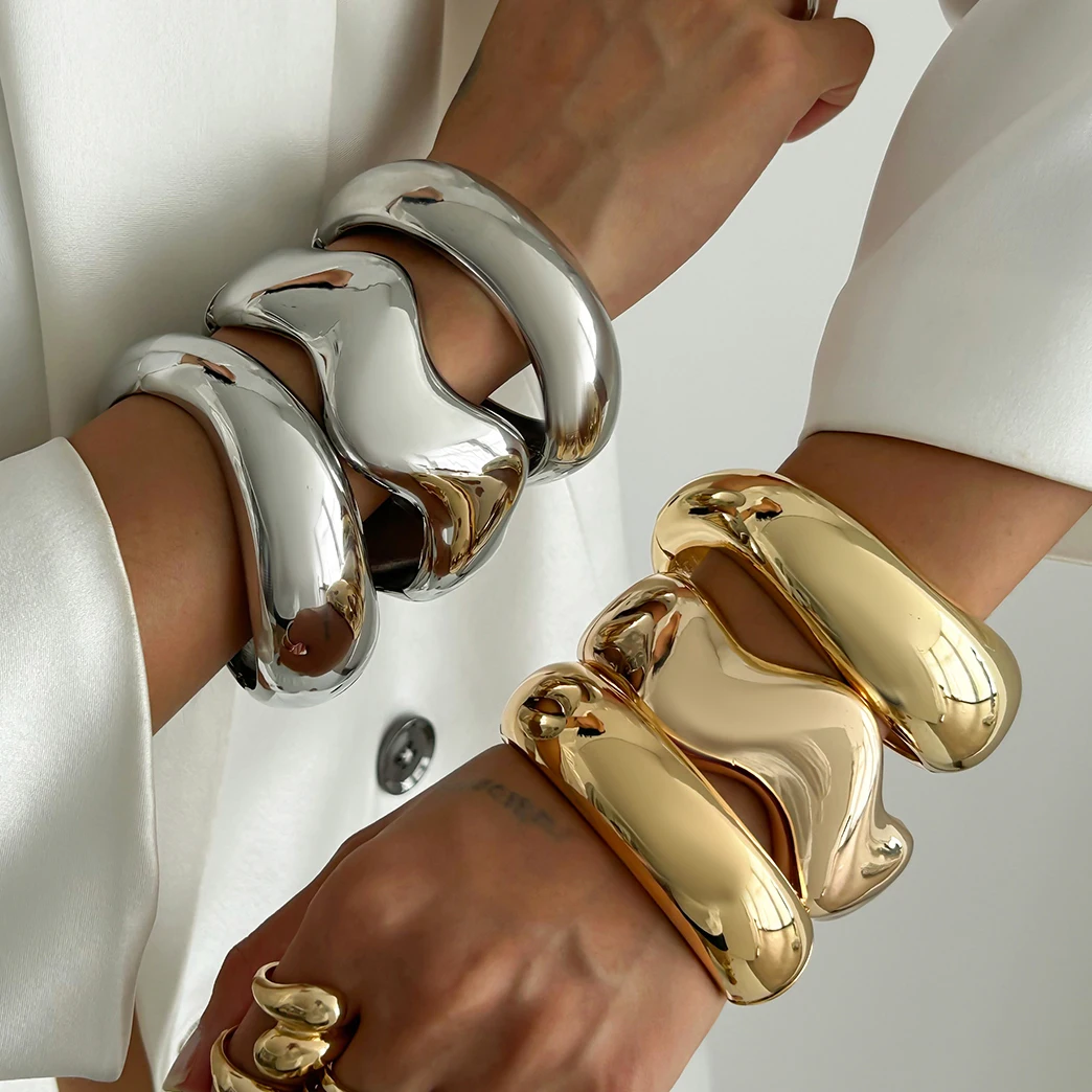 Ingemark 3 Styles Punk Hip Hop Smooth Heavy Metal Spring Bangles for Women Fashion Statement Gold Color Bracelets Men Jewelry
Ingemark 3 Styles Punk Hip Hop Smooth Heavy Metal Spring Bangles for Women Fashion Statement Gold Color Bracelets Men Jewelry
