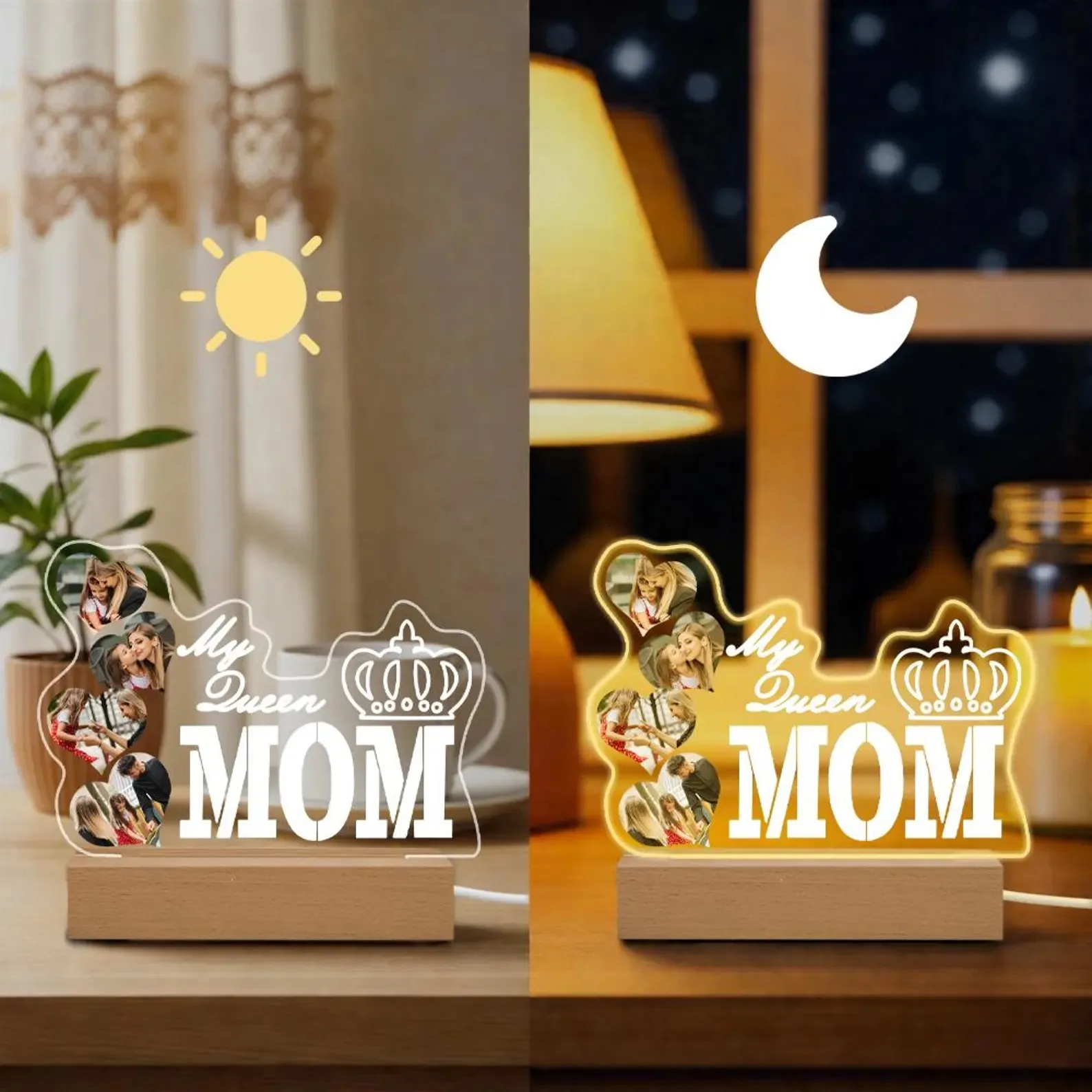 Personalized Photo Acrylic Night Light Custom Text Wooden Base Creative Stand Decoration Special Memorial Present For Mom
Personalized Photo Acrylic Night Light Custom Text Wooden Base Creative Stand Decoration Special Memorial Present For Mom