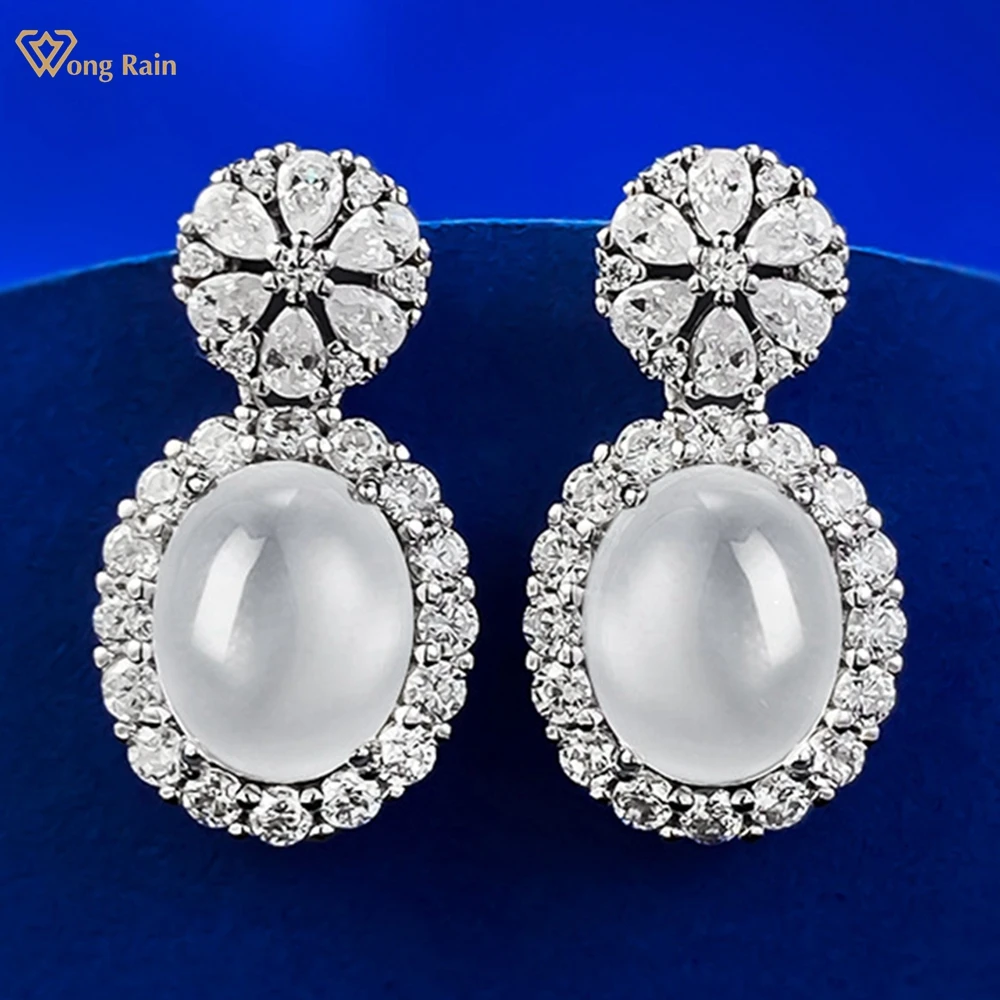 Wong Rain Elegant 100% 925 Sterling Silver 8*10 MM Oval Jade High Carbon Diamond Gemstone Drop Earrings Fine Jewelry Wholesale
Wong Rain Elegant 100% 925 Sterling Silver 8*10 MM Oval Jade High Carbon Diamond Gemstone Drop Earrings Fine Jewelry Wholesale