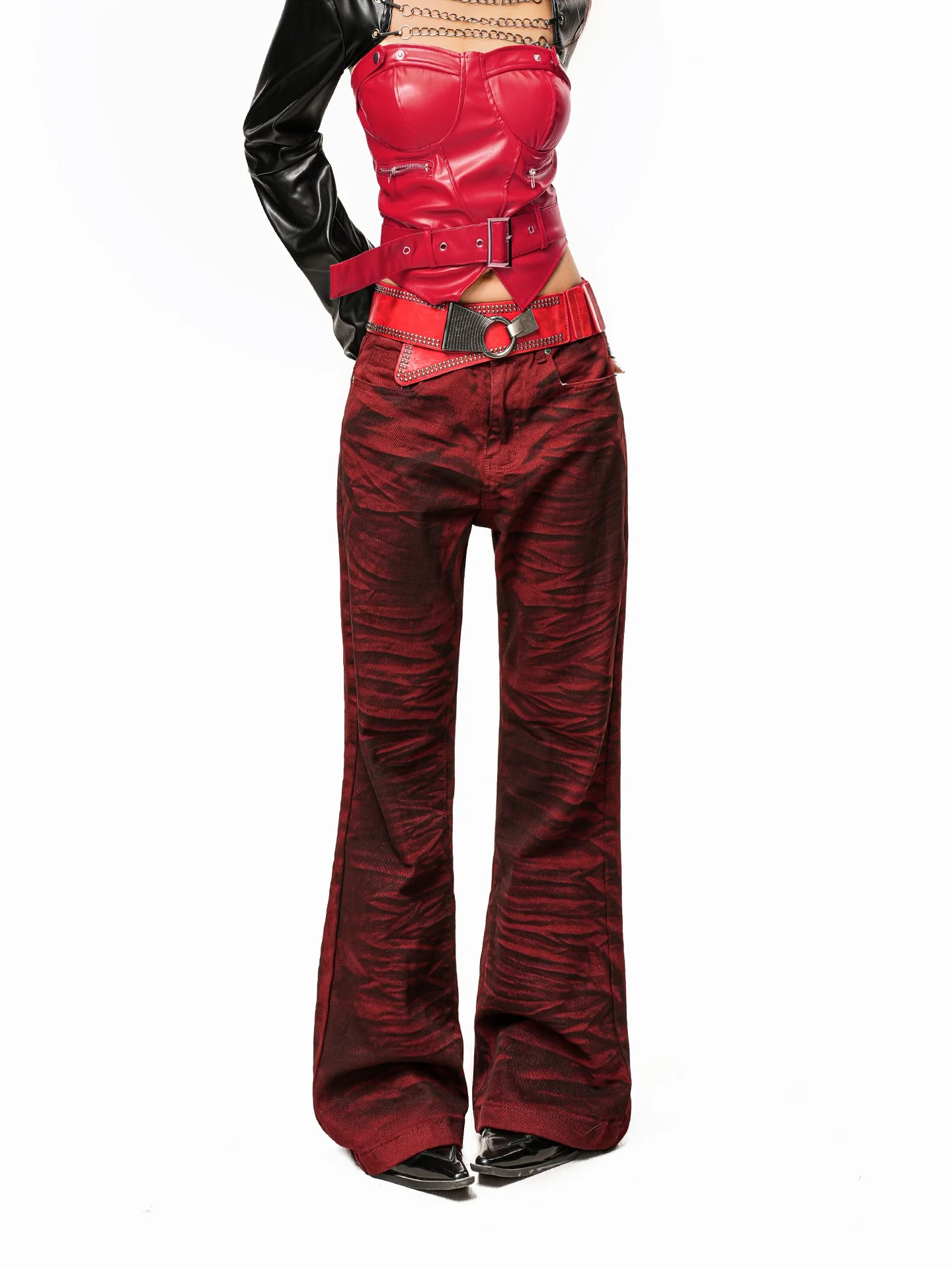 Винтажные джинсы с эффектом тай-дай и потертостями, черно-красные, женские, в стиле High Sense Small Cro Vibe, для модниц, длиной в пол
Винтажные джинсы с эффектом тай-дай и потертостями, черно-красные, женские, в стиле High Sense Small Cro Vibe, для модниц, длиной в пол