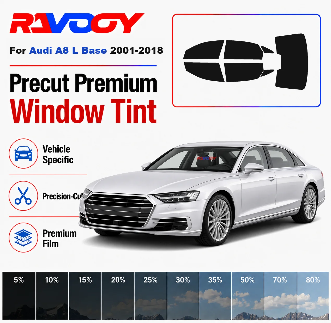 Premium Precut Window Tint Kit Front Rear Windows Rear Windshield For Audi A8 L Base 2001-2018 Complete Set Nano Ceramic Film
Premium Precut Window Tint Kit Front Rear Windows Rear Windshield For Audi A8 L Base 2001-2018 Complete Set Nano Ceramic Film