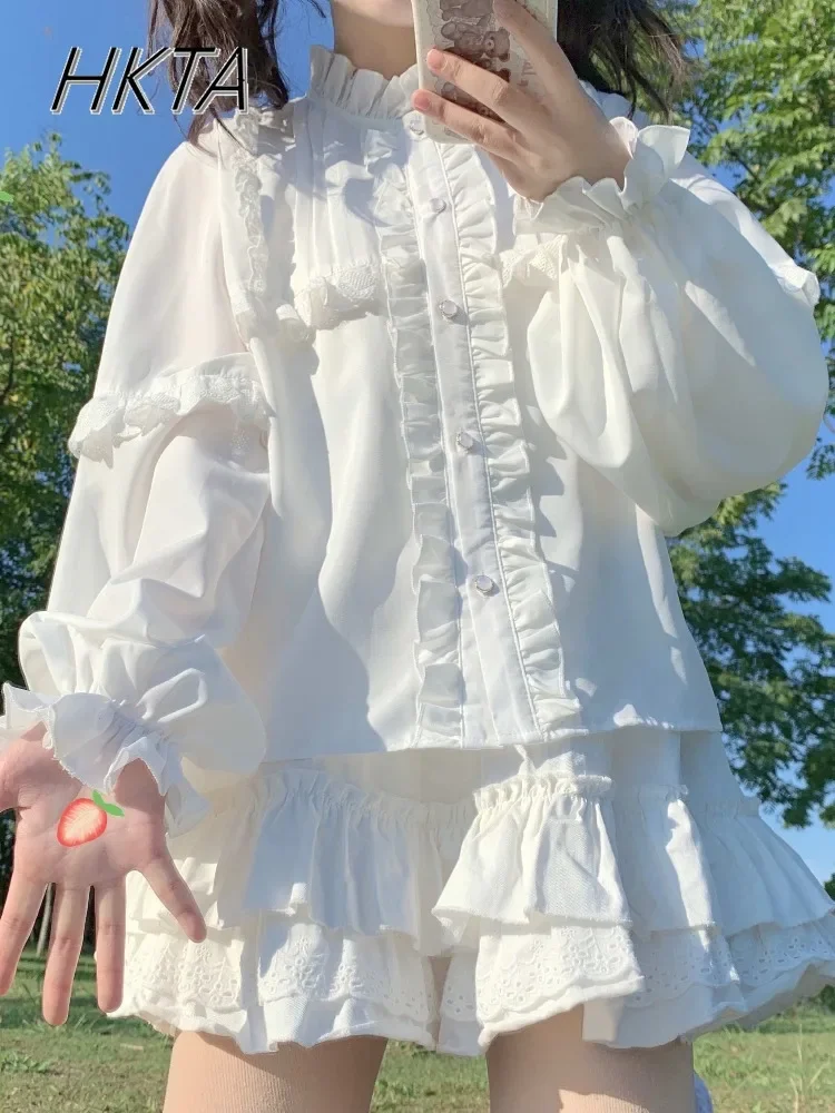 Japanese Girls Lolita Shirt Women's Long-sleeve Blouse Design Sense Niche Shirts Spring Autumn New Ruffle Button-up Blusas Top
Japanese Girls Lolita Shirt Women's Long-sleeve Blouse Design Sense Niche Shirts Spring Autumn New Ruffle Button-up Blusas Top