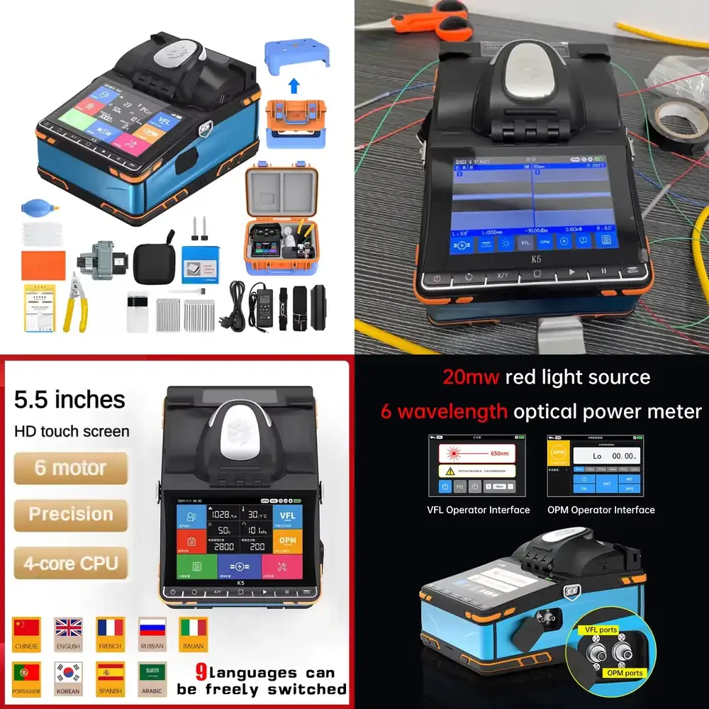 KaiTeng K5 Fiber Optic Fusion Splicer 6 Motors VFL OPM Function Single Fiber Single Mode Fast Splicing 6s
KaiTeng K5 Fiber Optic Fusion Splicer 6 Motors VFL OPM Function Single Fiber Single Mode Fast Splicing 6s