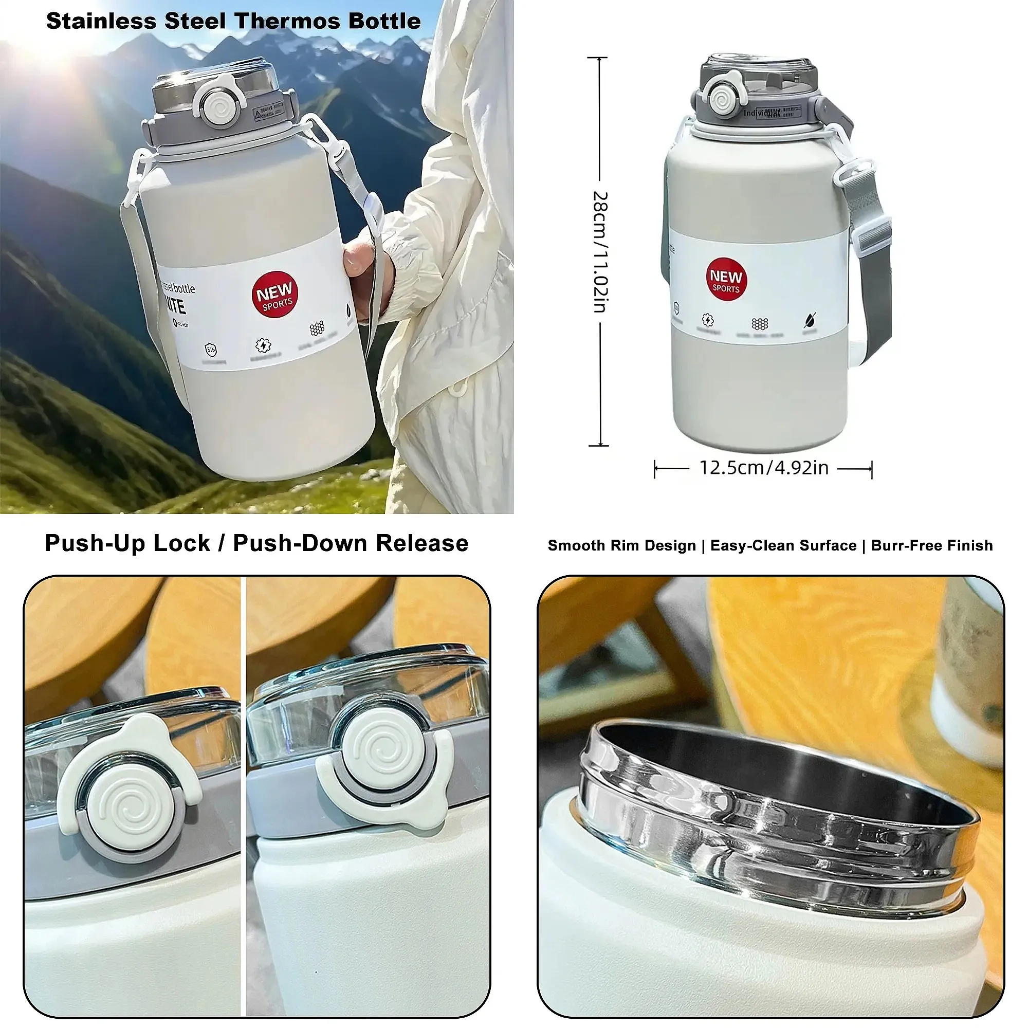 Portable Stainless Steel Thermos Bottle 2000ml Vacuum Flask Keep Hot Cold 24H Thermal Travel Camping
Portable Stainless Steel Thermos Bottle 2000ml Vacuum Flask Keep Hot Cold 24H Thermal Travel Camping