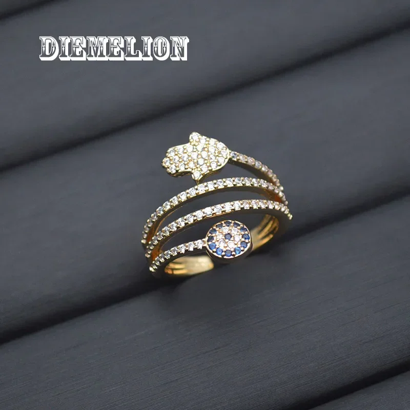 Luxury Gold Color Evil Eye Blue Eye Hamsa Hand Fatima Hand Adjustable Female Rings Open Size Three Layer CZ Ring Wedding Jewelry
Luxury Gold Color Evil Eye Blue Eye Hamsa Hand Fatima Hand Adjustable Female Rings Open Size Three Layer CZ Ring Wedding Jewelry