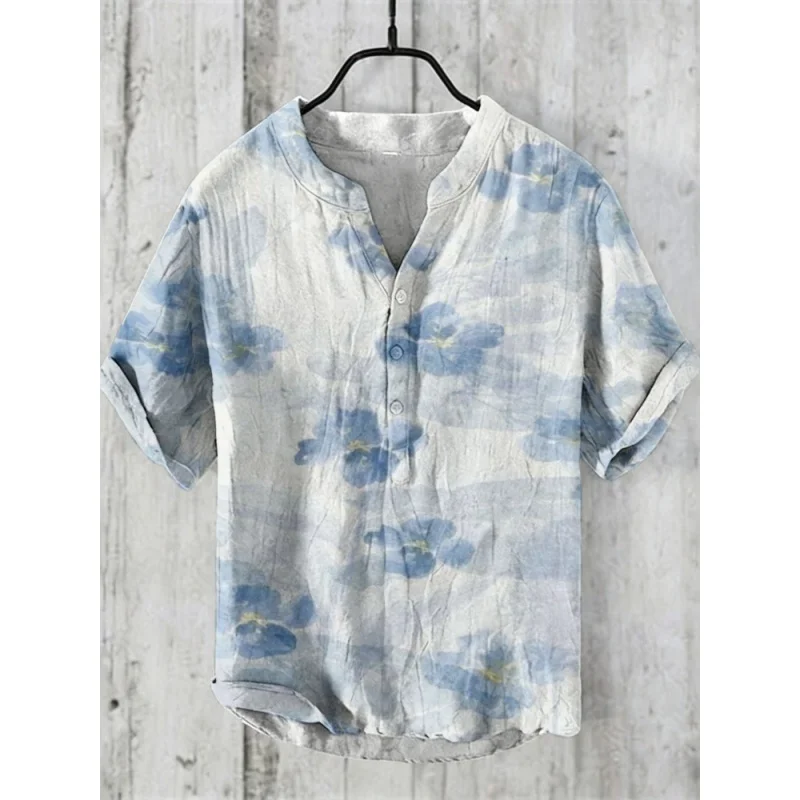 Men's Watercolor Floral Henley Shirts Casual Stand Collar Short Sleeve Linen Blend Tops Breathable Oversized Vacation Tunic
Men's Watercolor Floral Henley Shirts Casual Stand Collar Short Sleeve Linen Blend Tops Breathable Oversized Vacation Tunic
