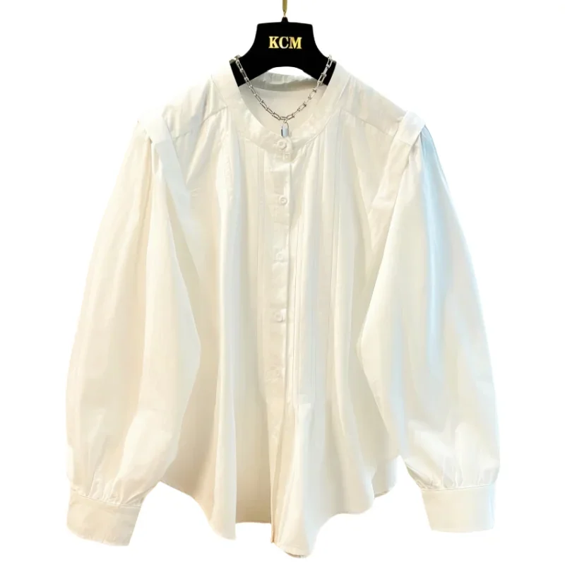 SuperAen 2025 Spring New Peter Pan Collar Lace Lantern Sleeve Embroidered French Style Shirts Woman Loose Shirts
SuperAen 2025 Spring New Peter Pan Collar Lace Lantern Sleeve Embroidered French Style Shirts Woman Loose Shirts