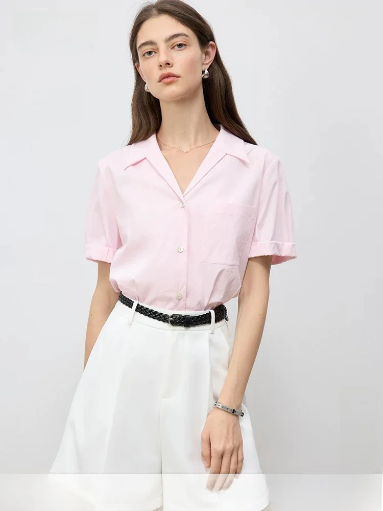 Retro Cuban Collar Short Sleeve V-Neck Women's Shirt Lazy Style Age-Defying Top Self-Craft Commute Fashion Straight Cut
Retro Cuban Collar Short Sleeve V-Neck Women's Shirt Lazy Style Age-Defying Top Self-Craft Commute Fashion Straight Cut