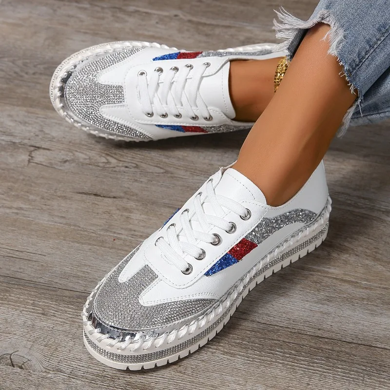 Women's Sneakers 2024 New Fashion Shiny Rhinestones Shoes Casual Sneakers Women's Stylish Sport Shoes Lace-Up Sneakers Shoes
Women's Sneakers 2024 New Fashion Shiny Rhinestones Shoes Casual Sneakers Women's Stylish Sport Shoes Lace-Up Sneakers Shoes