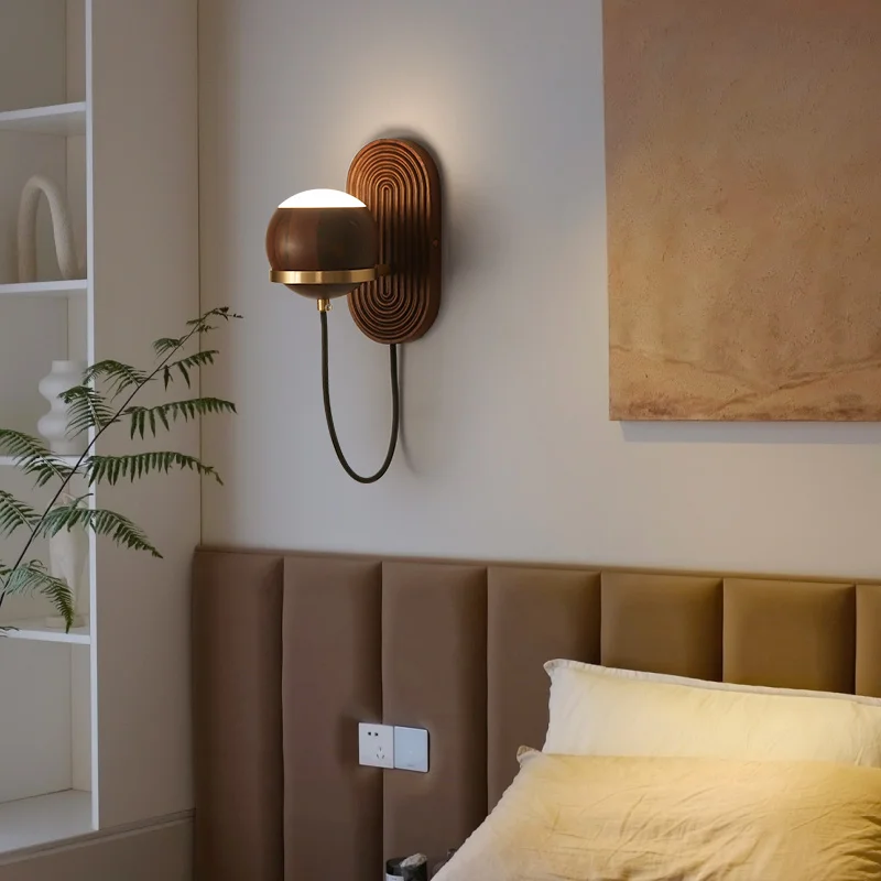 Chinese retro black walnut living room modern minimalist bedroom headboard light luxury solid wood spherical wall lamp
Chinese retro black walnut living room modern minimalist bedroom headboard light luxury solid wood spherical wall lamp