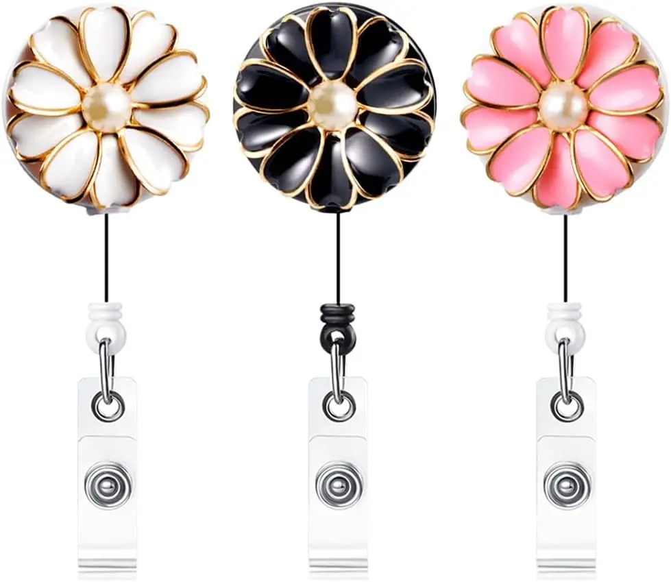 Retractable Badge Holder with Alligator Clip, 24 inch Cord, ID Badge Reel with Pearl, 3 Pack
Retractable Badge Holder with Alligator Clip, 24 inch Cord, ID Badge Reel with Pearl, 3 Pack