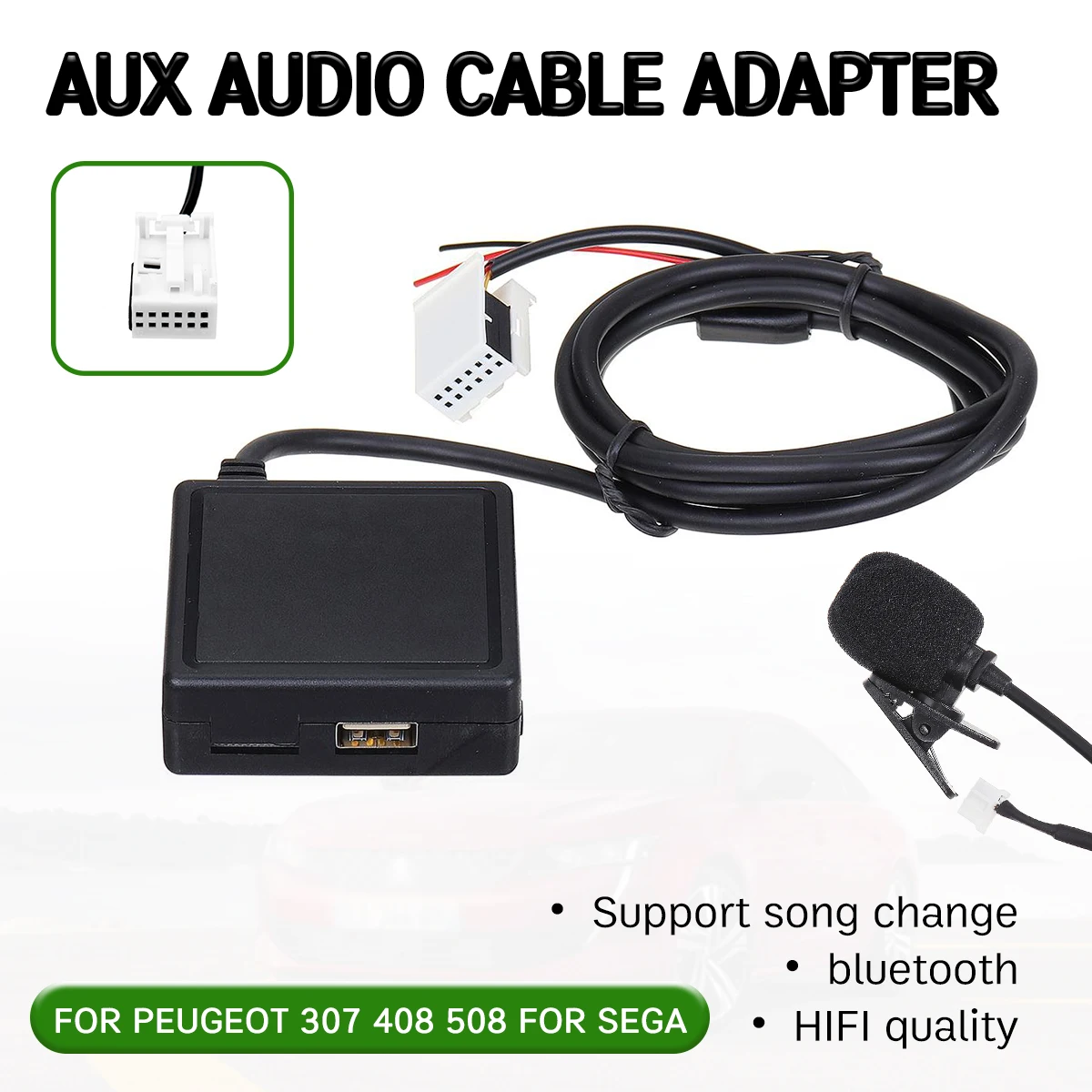 bluetooth Aux Receiver Cable with USB,microphone Hands-free Aux Adapter For Peugeot 207 307 407 308 For Citroen C2 C3 RD4
bluetooth Aux Receiver Cable with USB,microphone Hands-free Aux Adapter For Peugeot 207 307 407 308 For Citroen C2 C3 RD4