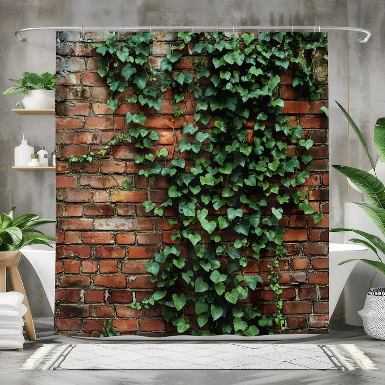 Brick Wall Shower Curtain, Rustic Nature Bathroom Decor, Botanical Waterproof Fabric Curtain, Large Bath Curtain Brick Design
Brick Wall Shower Curtain, Rustic Nature Bathroom Decor, Botanical Waterproof Fabric Curtain, Large Bath Curtain Brick Design