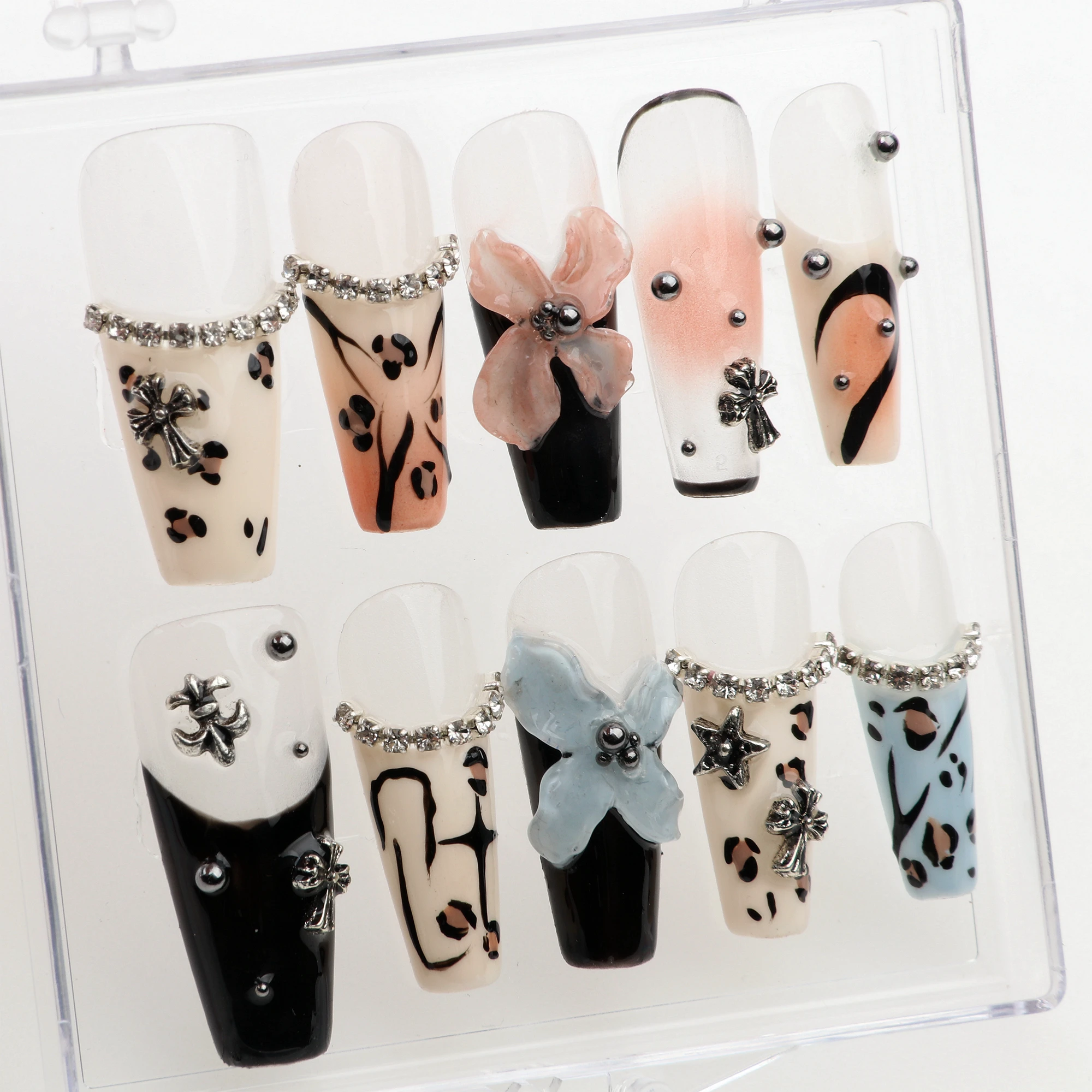 10Pcs Handmade 3D Flower Press On Nails,handmade Long Coffin FreeStyle,nails,Acrylic Fake,Design with Adhesive Nail File Set
10Pcs Handmade 3D Flower Press On Nails,handmade Long Coffin FreeStyle,nails,Acrylic Fake,Design with Adhesive Nail File Set