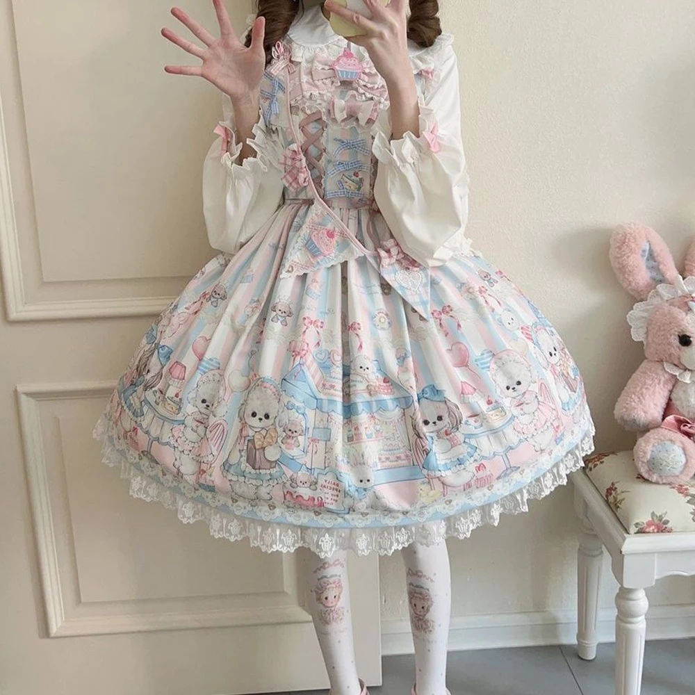 Lolita original sweet pet tea party strap cute Lolita JSK suspender skirt printed dress spot vestidos de mujer
Lolita original sweet pet tea party strap cute Lolita JSK suspender skirt printed dress spot vestidos de mujer