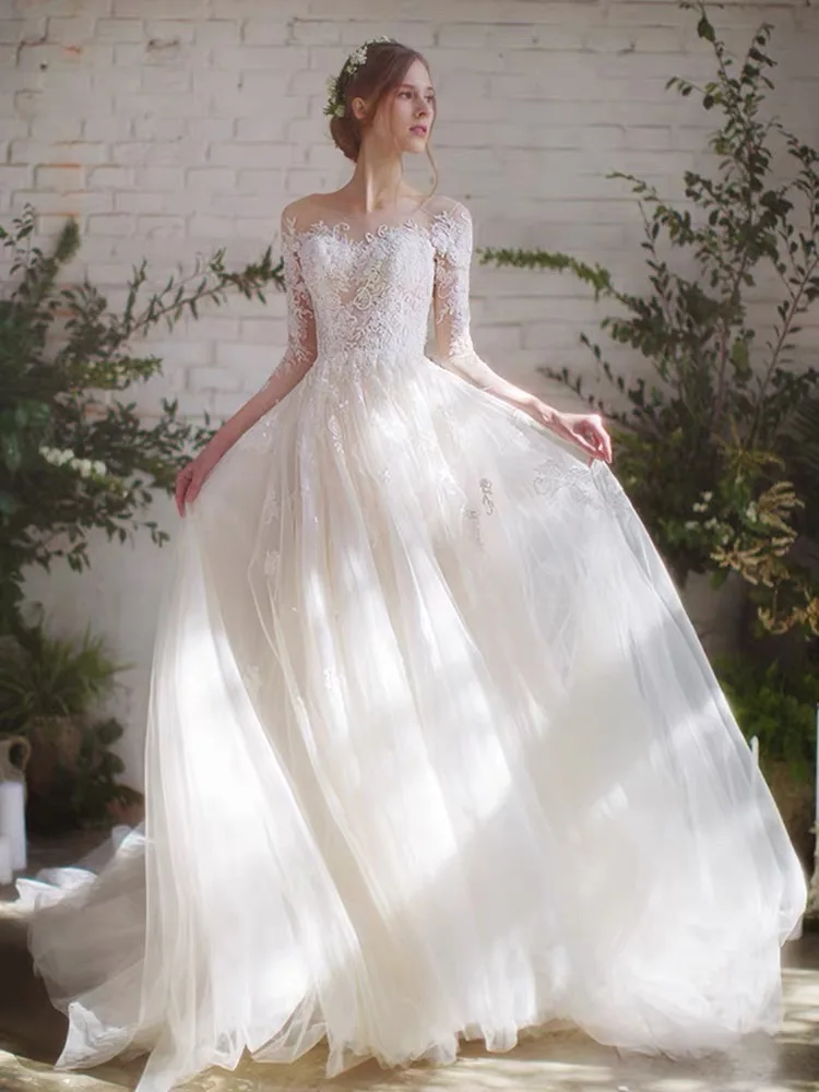 Customize New Style LightWedding Dress for Bride Simple Forest Theme Long Sleeve Super Fairy Wedding Dress for Hall
Customize New Style LightWedding Dress for Bride Simple Forest Theme Long Sleeve Super Fairy Wedding Dress for Hall