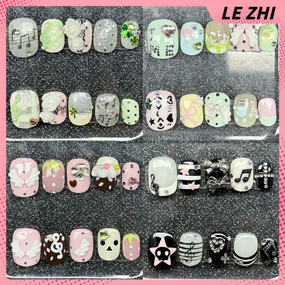 10Pcs Y2K Spicy Girl Handmade Almond Ellipse Fake Nails Shining Stars Diamond Polka Point Wings Flowers Press On Nails Gift
10Pcs Y2K Spicy Girl Handmade Almond Ellipse Fake Nails Shining Stars Diamond Polka Point Wings Flowers Press On Nails Gift