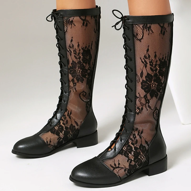 Lace-up Knee Boots for Women Fashion Mesh White Black Red Women's Summer High Boot Spring Party Long Shoe Big Size 48 Breathable
Lace-up Knee Boots for Women Fashion Mesh White Black Red Women's Summer High Boot Spring Party Long Shoe Big Size 48 Breathable