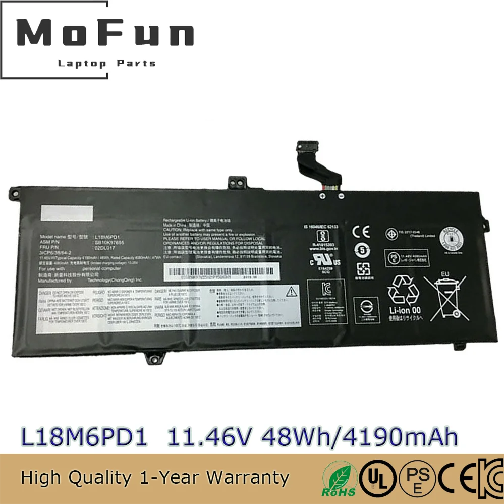Оригинальный аккумулятор для ноутбука L18M6PD1 11,46 В 48 Втч для Lenovo ThinkPad X13 X390 X395 02DL018 L18L6PD1 L18M6PD2
Оригинальный аккумулятор для ноутбука L18M6PD1 11,46 В 48 Втч для Lenovo ThinkPad X13 X390 X395 02DL018 L18L6PD1 L18M6PD2