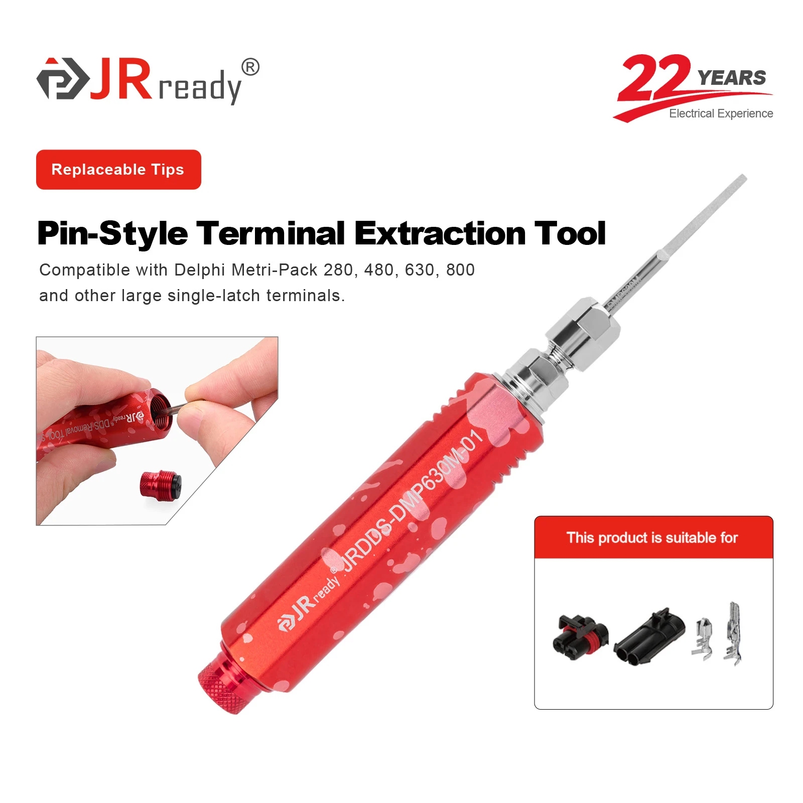 Инструмент для извлечения терминалов JRready JRDDS-DMP630M-01 Для серии Delphi Metri-Pack 280/480/630/800 и больших однопружинных клемм
Инструмент для извлечения терминалов JRready JRDDS-DMP630M-01 Для серии Delphi Metri-Pack 280/480/630/800 и больших однопружинных клемм