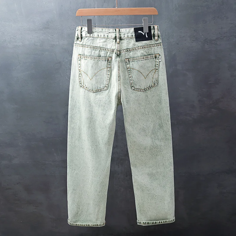 Модные молодежные повседневные потертые мужские джинсы в американском стиле, зеленые универсальные прямые свободные длинные брюки
Модные молодежные повседневные потертые мужские джинсы в американском стиле, зеленые универсальные прямые свободные длинные брюки