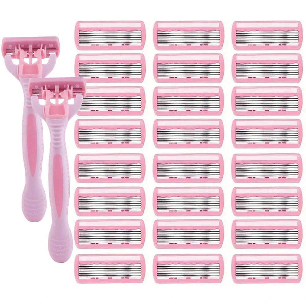 Women's Safety Razor 6-Layer Stainless Steel Blades, Pink Shaver Head for Smooth Hair Removal 1 Handle& 12 Replaceable
Women's Safety Razor 6-Layer Stainless Steel Blades, Pink Shaver Head for Smooth Hair Removal 1 Handle& 12 Replaceable